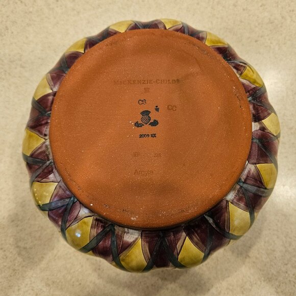 RARE MACKENZIE CHILDS ARGYLE PLAID AURORA CERAMIC GROOVY CANISTER JAR DISH - Picture 14 of 16